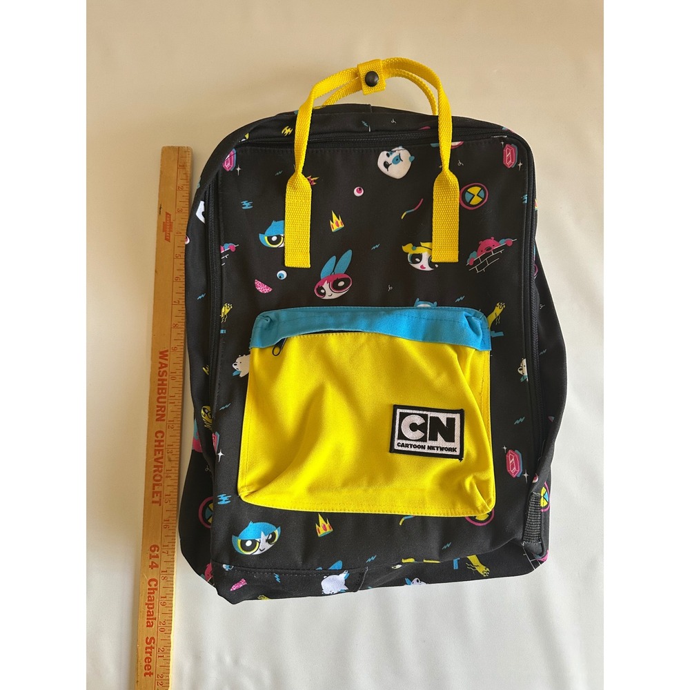 Cartoon Network Powerpuff Girls Backpack Black Yellow Patterned Kids School Bag - Picture 4 of 12